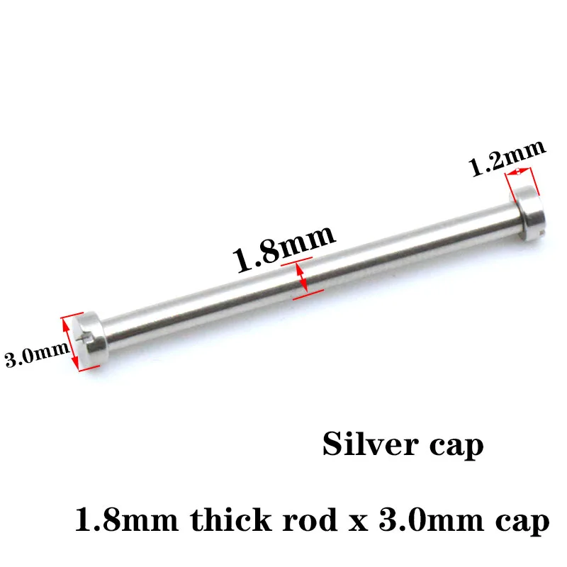 2PCS Watch Accessories Raw Ear Screw Rod Watch Shaft Bump Watch Rod Rose Gold One-Word Screw Rod 1.8mm Thick