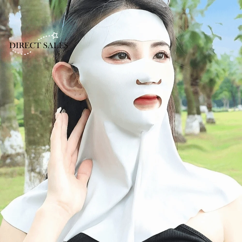 

Fashion Sun Protection Ice Silk Face Veil Polyester Full Face Sunscreen Mask Solid Color Face Cover Neck Wrap Cycling