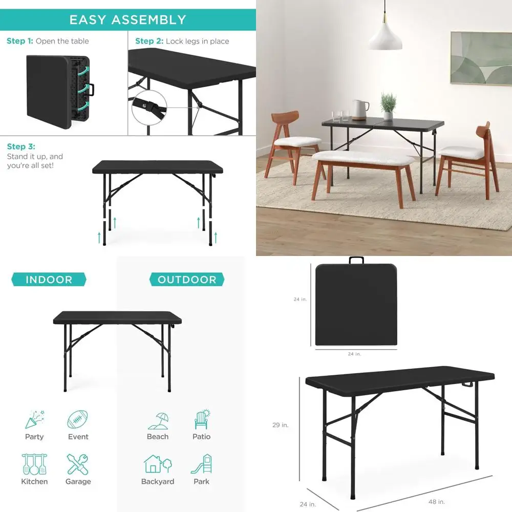 

Портативный складной стол повышенной прочности, 1,2 м, для использования в помещении и на улице, с ручкой для переноски и замком, идеально подходит для пикников и вечеринок