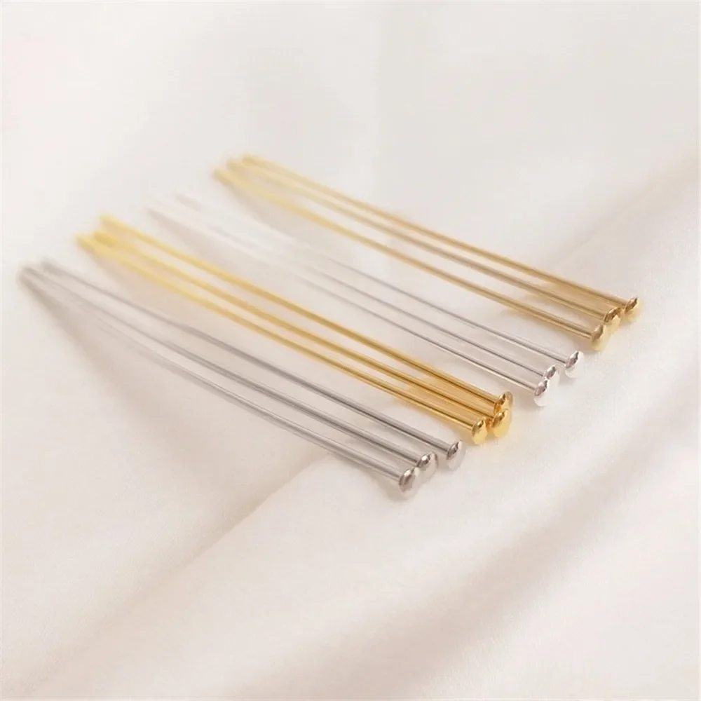 Circular face T needle 14K gold copper plated 18K real gold half round head needle handmade DIY jewelry earrings accessories