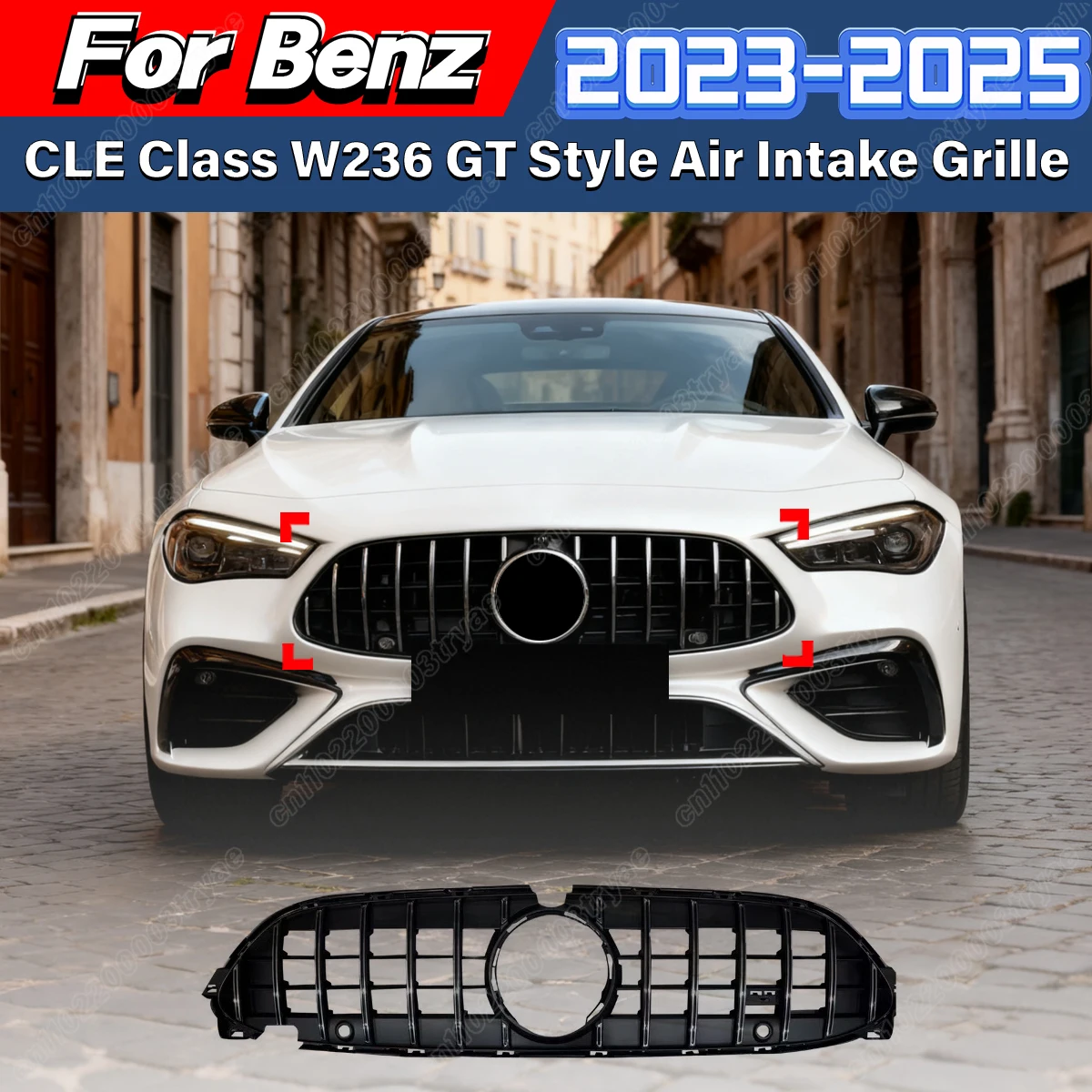 

For Mercedes Benz CLE Class W236 2023 2024 2025 Auto Front Bumper GT Style Air Intake Grille Racing Radiator Cover Body Kit
