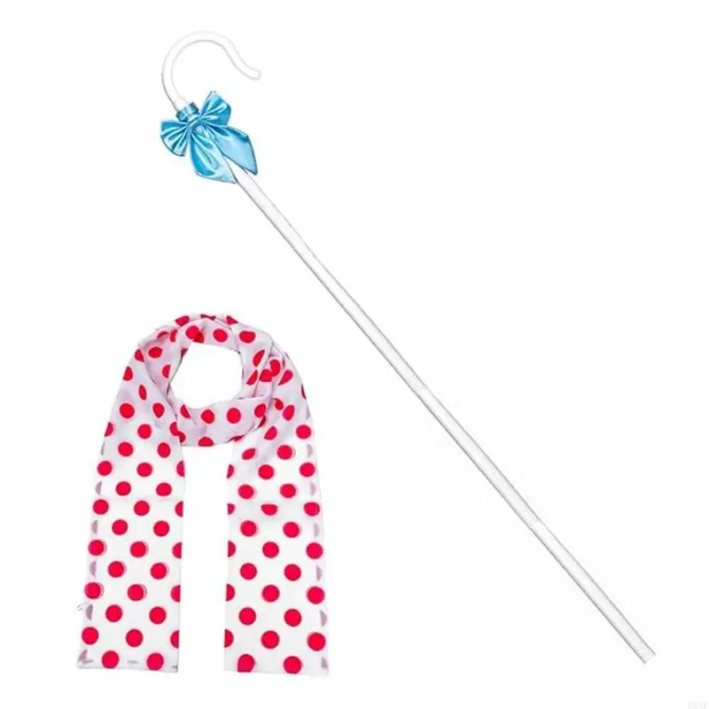 B95F 2 個羊飼いのスタッフ杖スカーフハロウィン羊飼いの衣装アクセサリーハロウィンクリスマスコスプレパーティー