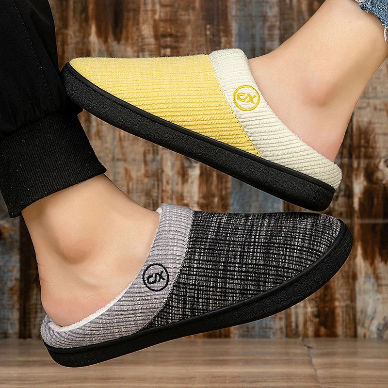 

Хлопковые тапочки для пар, домашние хлопковые тапочки на осень и зиму, теплые хлопковые тапочки на толстой подошве и флисовой подкладке.