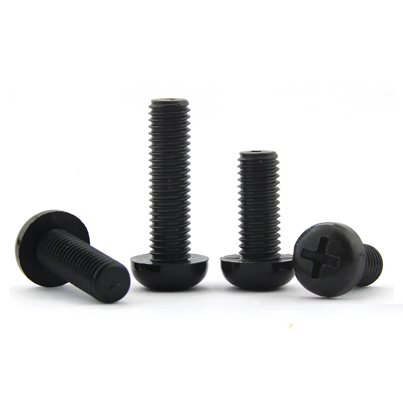 10/ 20/ 50szt Czarny Biały Nylon Plastik Phillips Pan Head Cross Round Śruba M2 M2.5 M3 M4 M5 M6 M8 długość 4-50mm — zdjęcie 3