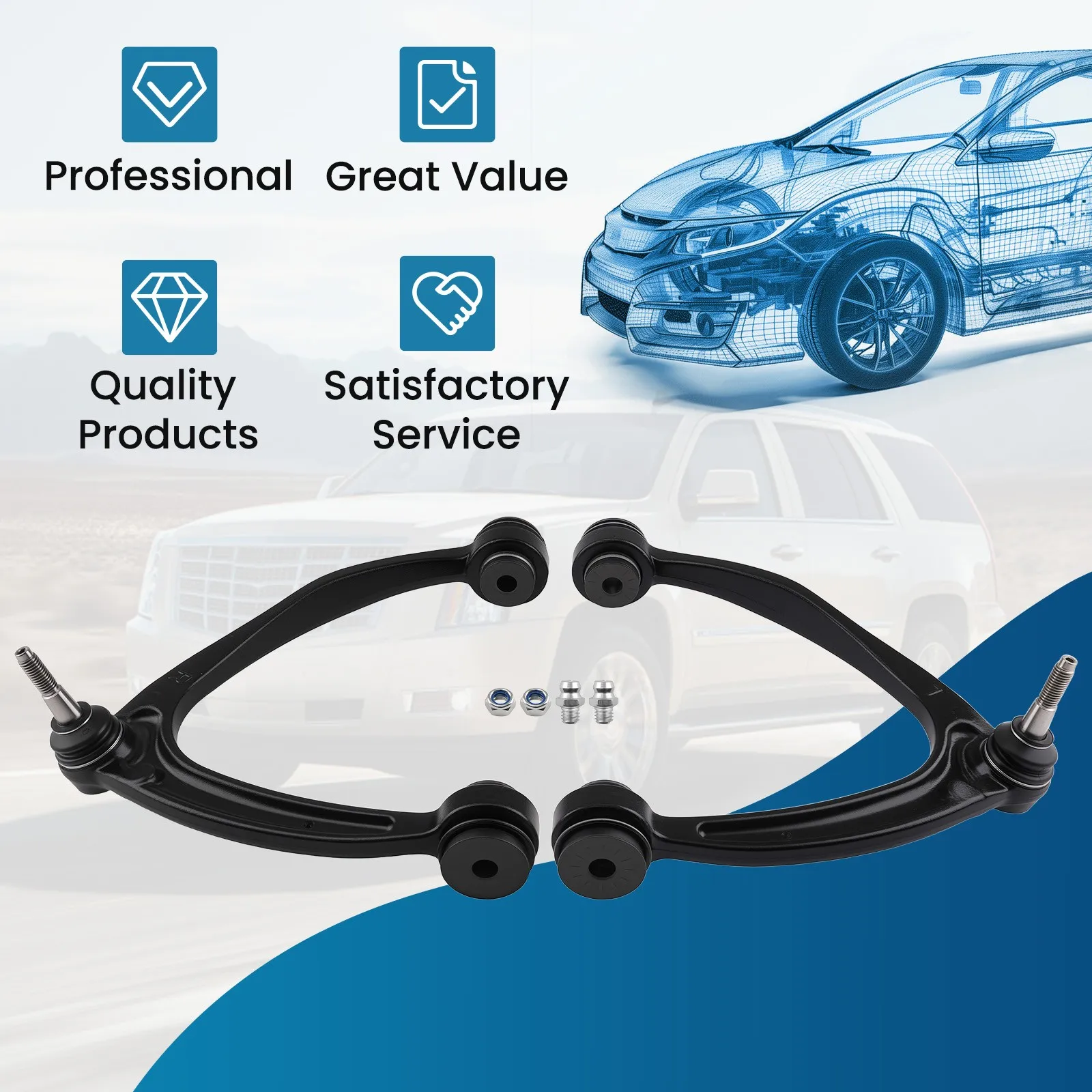 2pcs Front Upper Control Arms for 2007-2016 Chevy Silverado Sierra 1500 Tahoe