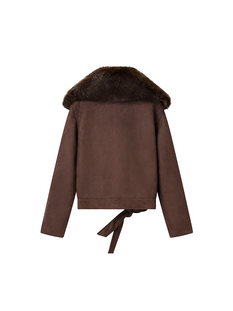 ملابس نسائية جديدة على الطراز الأوروبي والأمريكي، سترة عصرية ومتعددة الاستخدامات بياقة من الفرو قابلة للفصل وأكمام طويلة