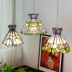 European Pendant Lamp Bar Restaurant Creative Rural Bedroom Balcony Hanging Light Fixture Retro Colorful Glass Chandelier Indoor