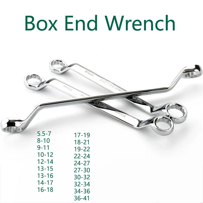 

5.5mm~41mm Box End Wrench Double-ended Spanner Double Head Heat Treated Hardened Offset Ring Spanner Bicycle Repair Tools