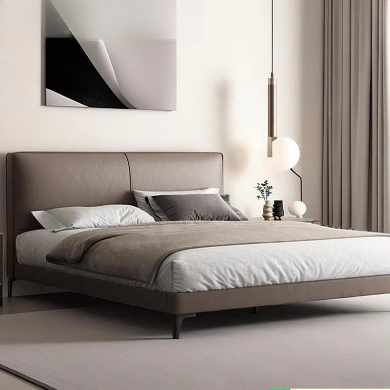 

Double Minimalist Bed Modern Headboards Bedroom Frame Simple European Bed Luxury Design Letto Matrimoniale Unique Furniture