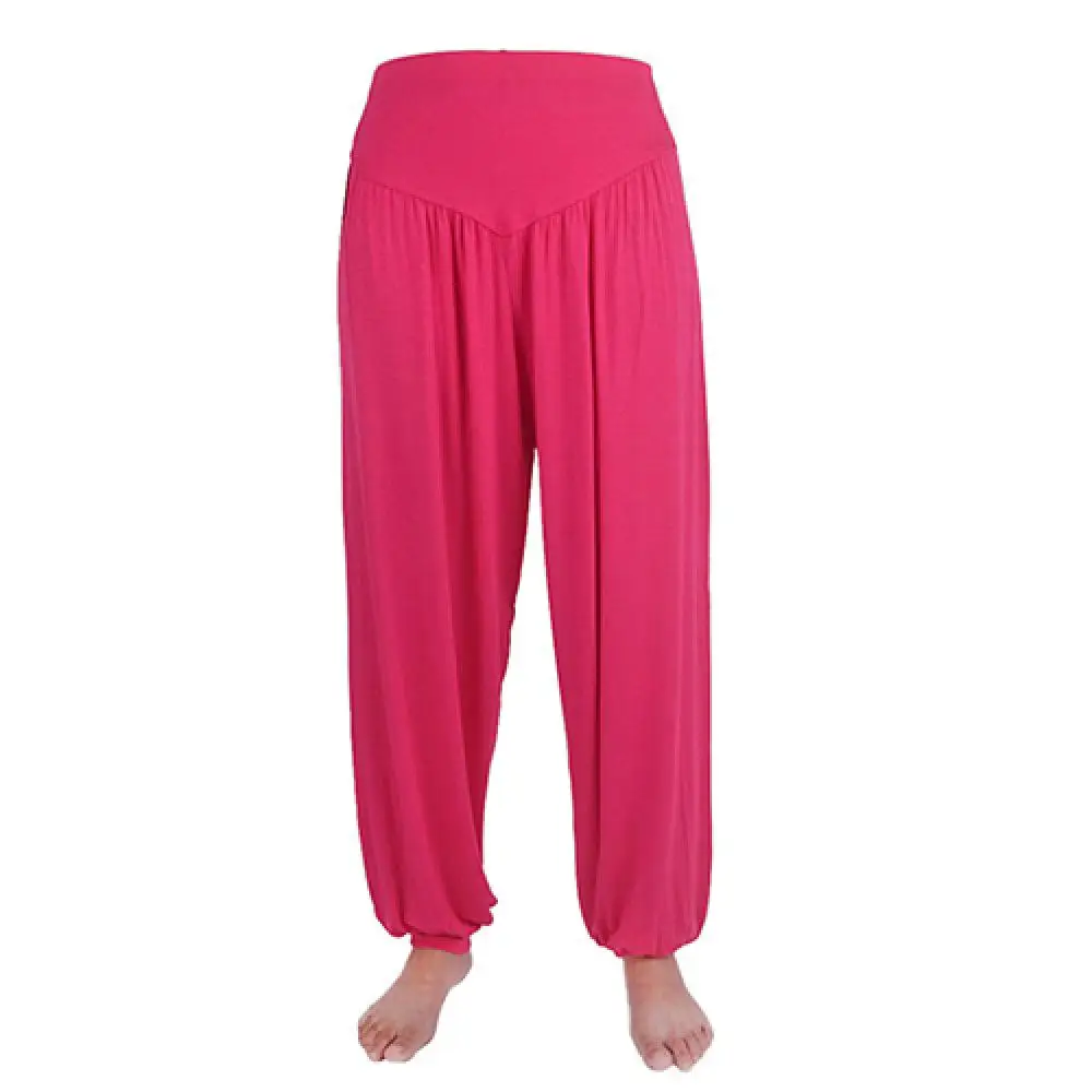 Modal Women Harem Pants High Waist Baggy Pants Casual Wide Leg Long Yoga Dance Trousers Loose Belly Dance Pilates Lantern Pants