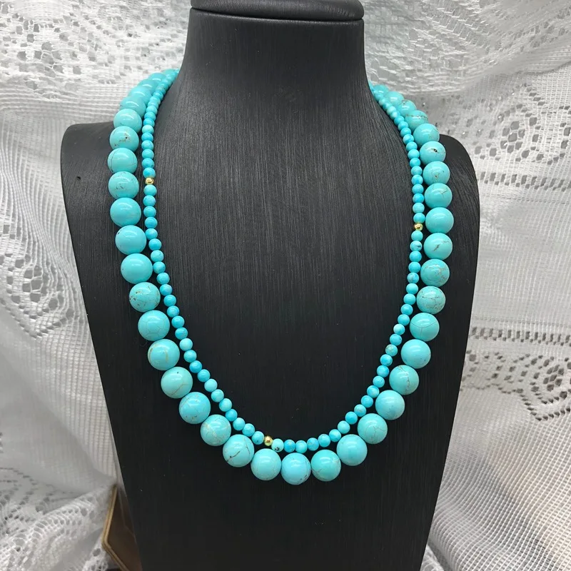 

Jewelry Set Necklace for Women Turquoise round bead beaded layered necklace Marriage Anniversary Mother Wife Gifts Elegant