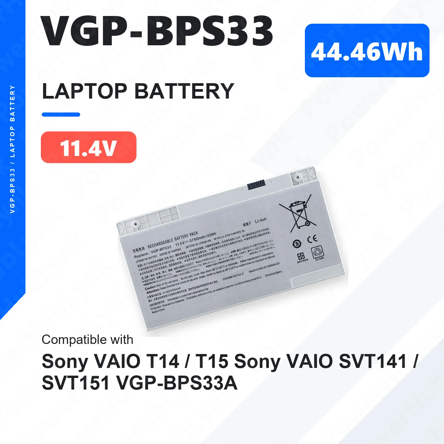 VGP-BPS33 11.4V 44.46Wh Laptop Battery For Sony VAIO T14 T15 SVT141 SVT151 SVT141A11T SVT151A11L SVT1411 VGP-BPS33A BPS33A