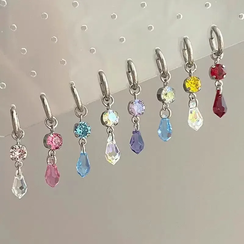 Creative Colorful Sparkling Diamonds Water Drop earrings for women Exquisite and High Grade Fashion Earring Stacking Jewelry