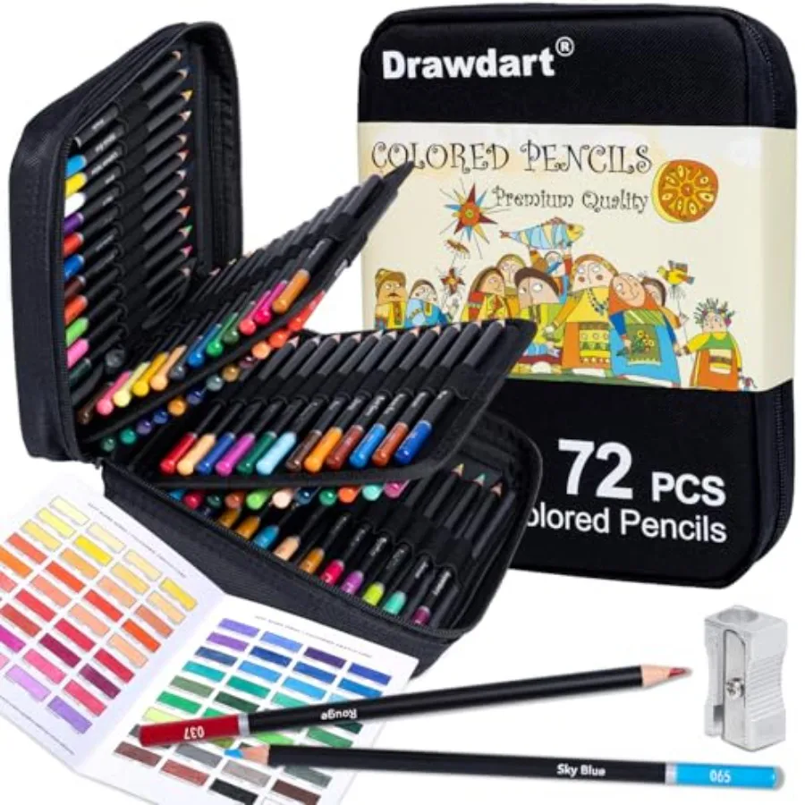 75 PCS Colored Pencils for Adult Coloring Books, 72 Colored Pencils with Zipper Case, Sharpener, Soft Core Oil-Based Coloring P