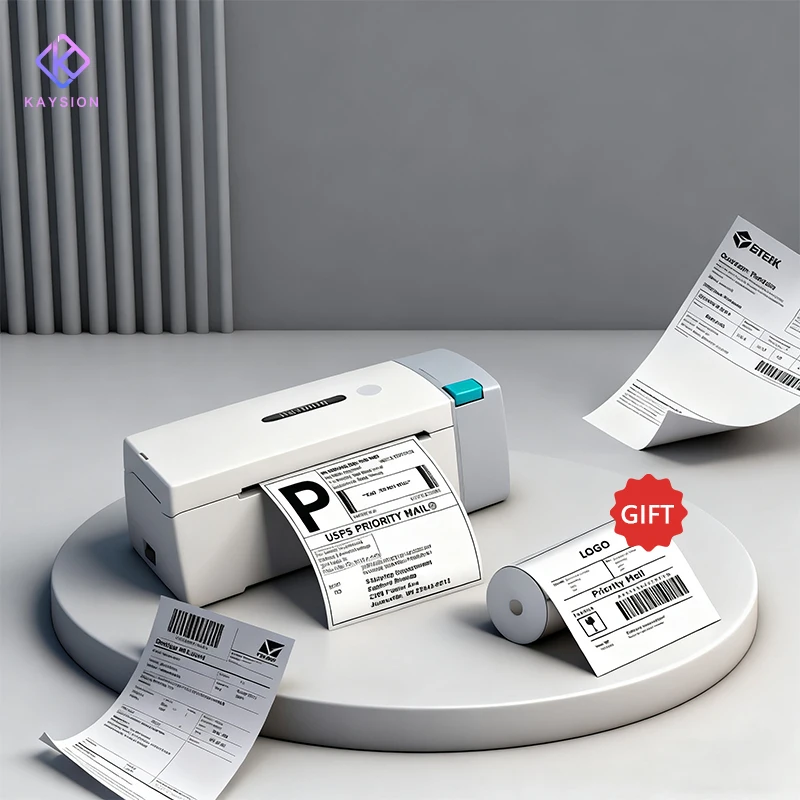 KAYSION طابعة ملصقات حرارية بلوتوث طابعة ملصقات شحن صغيرة 4X6 بوصة متوافقة مع نافذة iPhone Android Mac