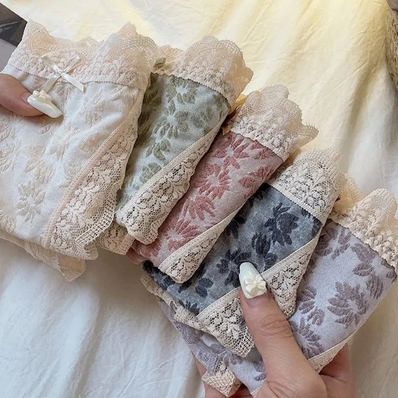 

Кружевное нижнее белье в японском стиле, женские шорты из чистого хлопка с антибактериальной промежностью, сексуальные летние тонкие треугольные шорты нового стиля для молодых девушек