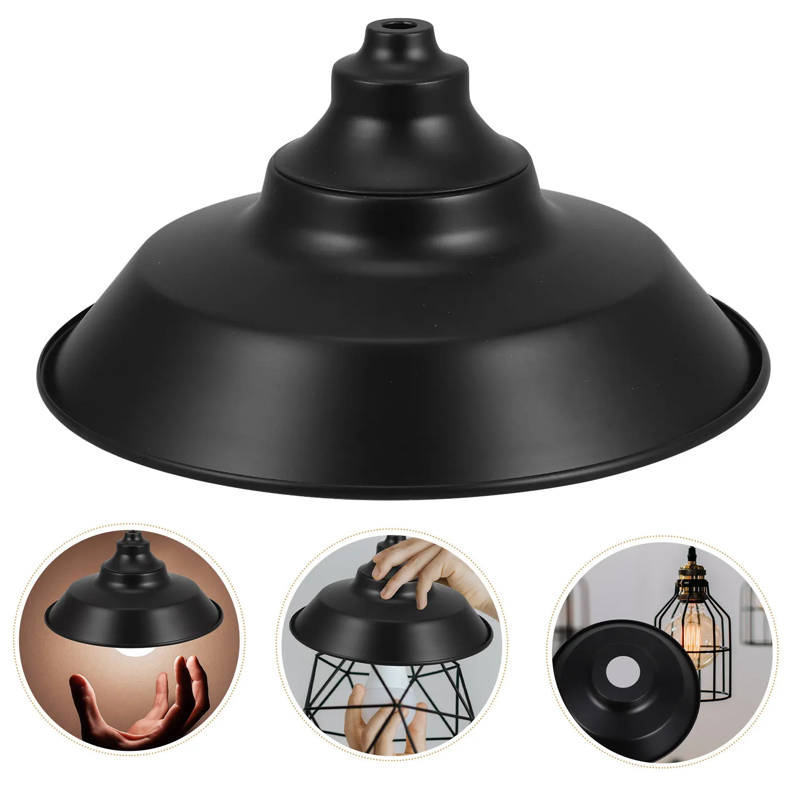 

Подвесной светильник E27 в индустриальном стиле, большой, черный снаружи, белый внутри, диаметр 220 мм, современный, металлический, для лампы