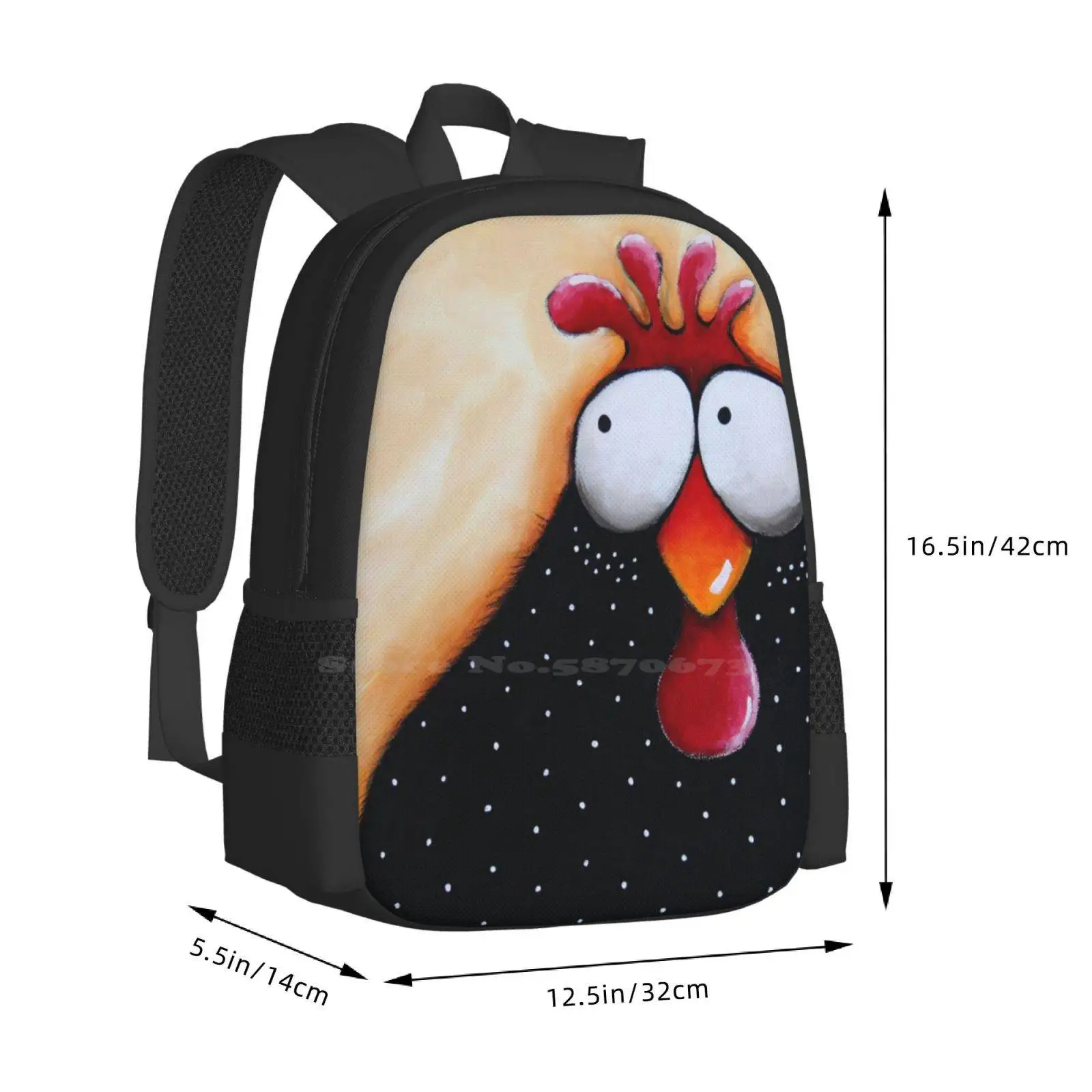 Chicken Soup School Bag Big Capacity Backpack Laptop Chicken Art Chicken Painting Chicken Drawing Lucia Stewart Farmstyle Rural