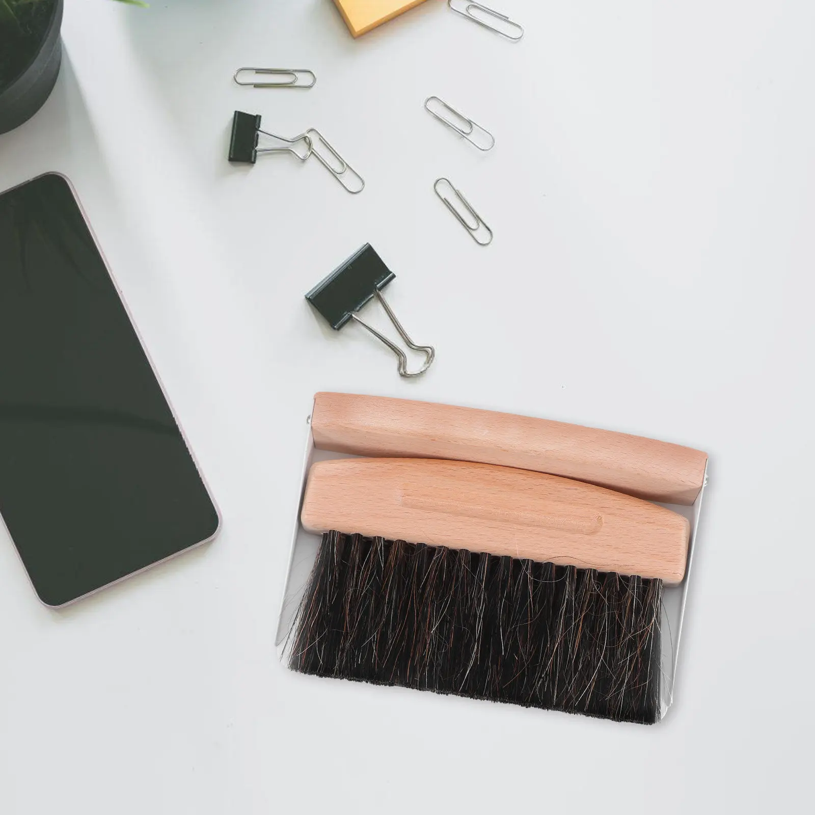 1Set Mini Desktop Broom Dustpan Compact Cleaning Kit Portable Handheld for Office Kitchen Table Bookshelf Small Area