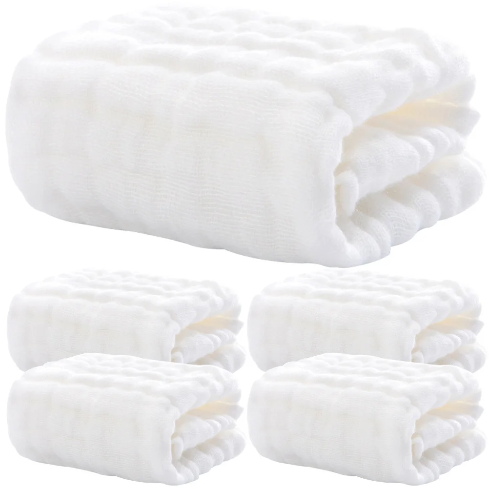 

5Pcs Baby Cotton Muslin Washcloths Soft Absorbent Face Towels Burping Drool Saliva Towels Haves Newborn