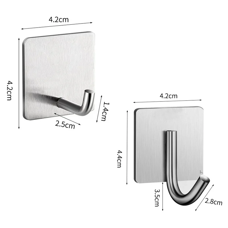 Stainless Steel Wall Hook Self Adhesive Bathroom Hooks For Towel Hanger Kitchen Storage Hook Key Holder Bag Coat Hanger Hook