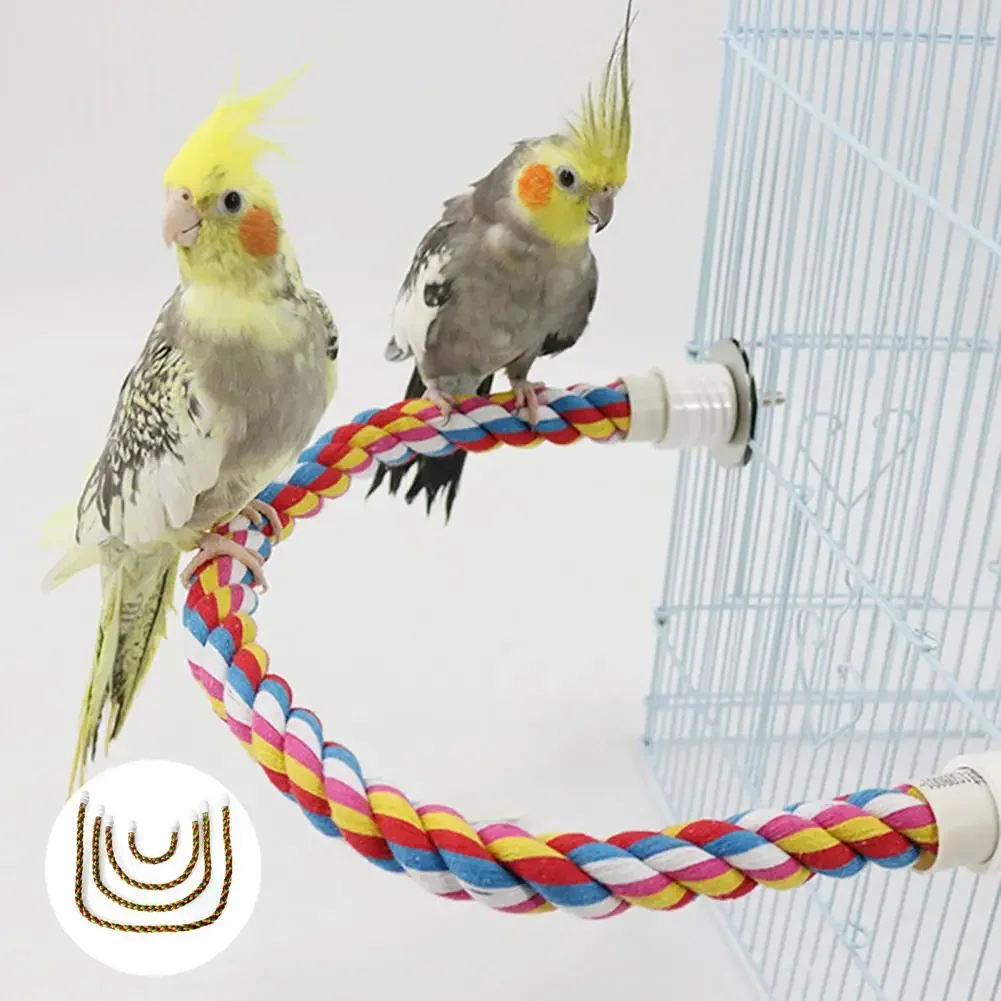 30/55/80/105cm Colorful Parrot Rope Hanging Braided Budgie Bird Cage Cockatiel Toy Pet Stand Accessories Ladder Swing Supplies