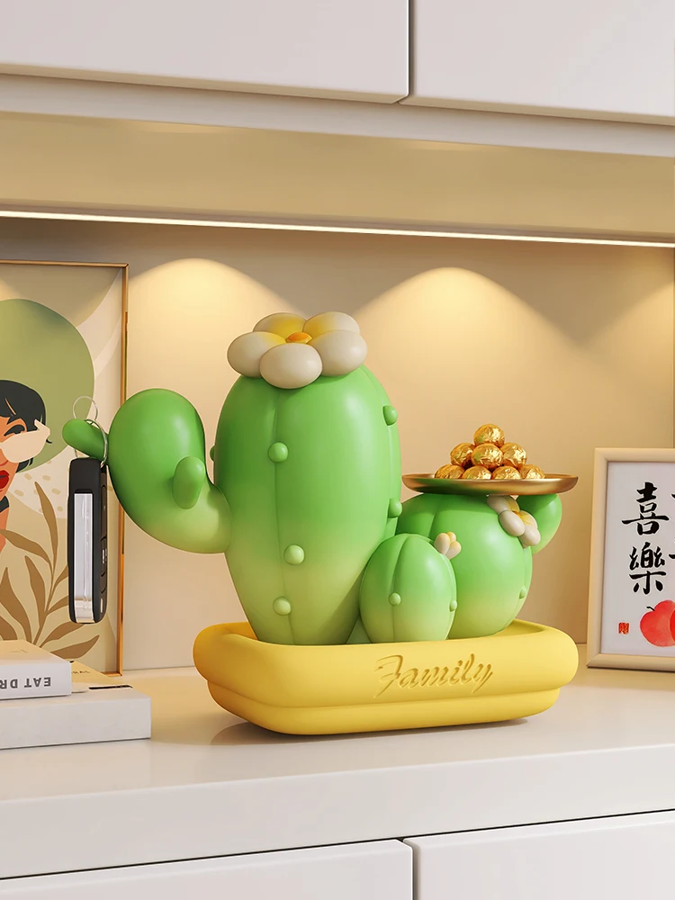 

Home Decor Sculpture,Cactus Entrance Key Storage Tray Decoration Living Room Foyer Office Desktop Decorations Gift Customized