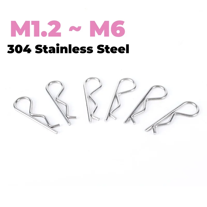 304 Stainless Steel M1.2 ~ M6 Spring R Type Cotter Pin Wave Shape Split Clip Clamp Pin Length 25~120mm