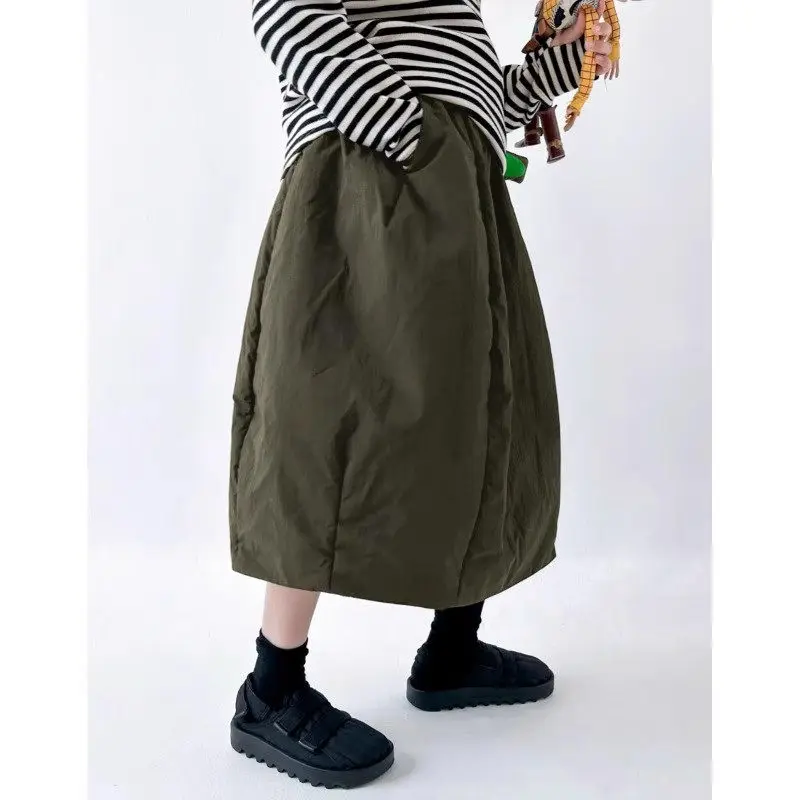 Lightweight Warm Skirt Women's Autumn And Winter Medium Length A-Line Cotton Padded Umbrella Skirt Mujer Faldas Z4605