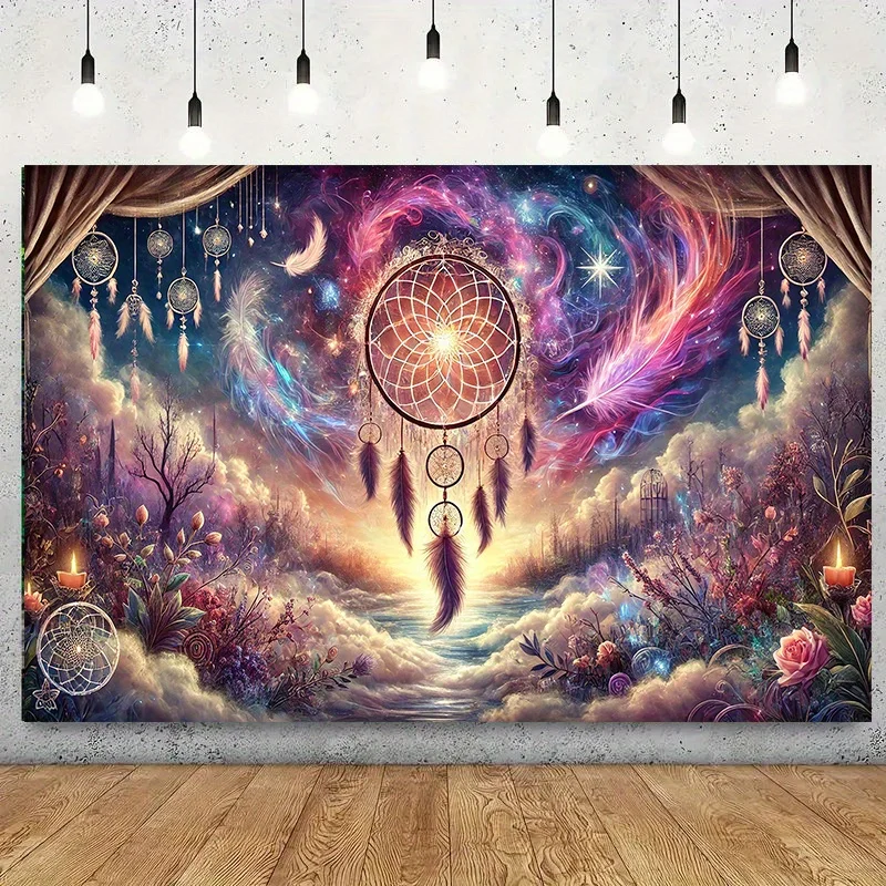 Bohemian Cosmic Galaxy Dreamcatcher Tapestry Wall Art Psychedelic Boho Fantasy Hanging Print Decor Spiritual Celestial DecorGift