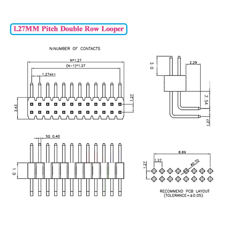 10Pcs 1.27Mm Toonhoogte Enkele Rij Dubbele Rij Mannelijke Pin Vrouwelijke Connector Socket Patch Rechte Naald Gebogen Naald Rij pin Rij Vrouwelijke