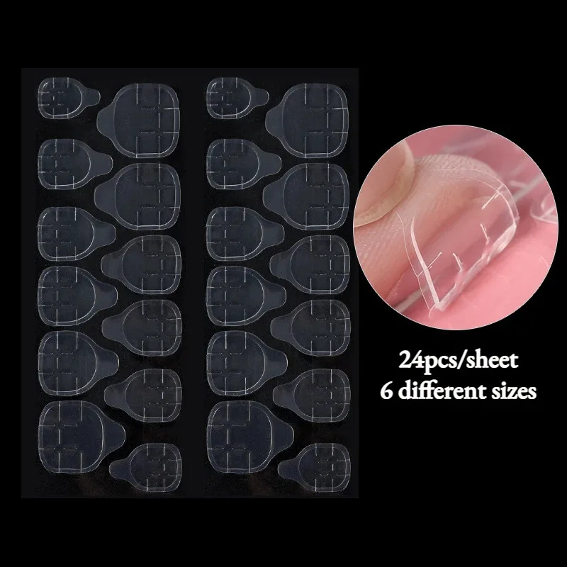 1-10 folhas de cola dupla face para unhas, transparente, fita adesiva para arte em unhas falsas, faça você mesmo, reutilizável, acessórios para unhas de manicure