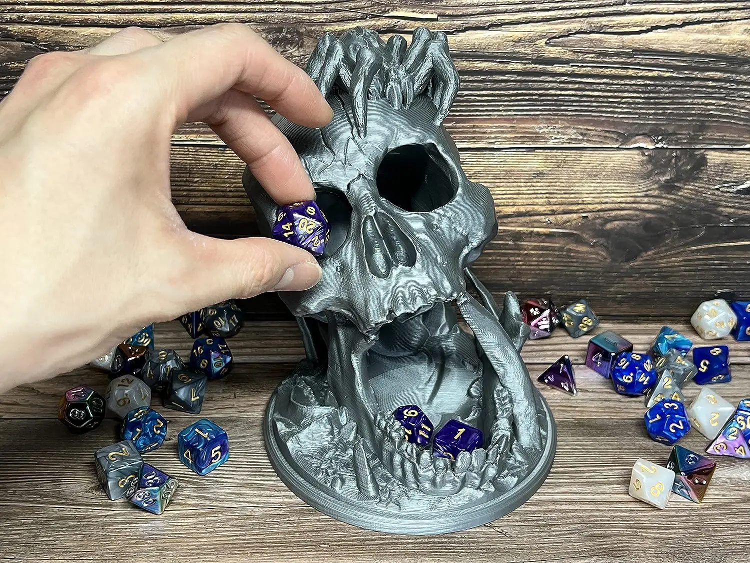 Kafatası Zar Kulesi 3D Baskılı Zar Tabletop Rol Yapma Oyunu için Haddeleme Kulesi DND Zar Silindiri Zindanlar ve Ejderhalar