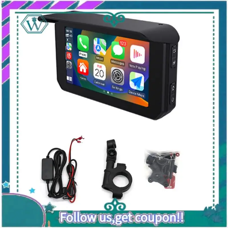 

AA92-5-дюймовый портативный мотоциклетный водонепроницаемый дисплей, беспроводной мотоцикл для Carplay, Android, GPS-навигация, умный экран Dura