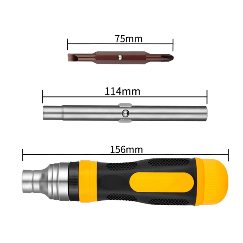 래칫 이중 목적 스크루 드라이버 세트, 크로스 슬롯 더블 헤드 수동 산업용 스크루 드라이버 수동 유지 보수 도구, 19 인 1