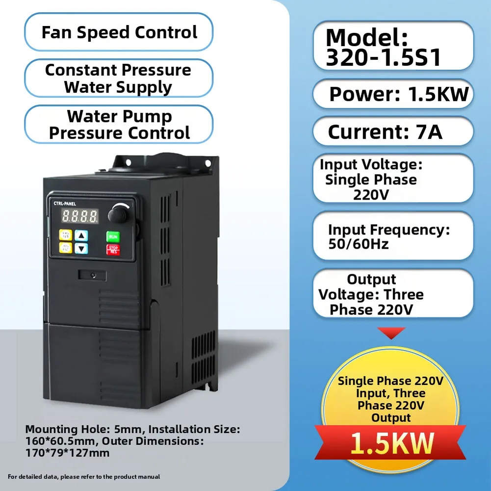 Frequency Converter with Short Circuit Overload and Undervoltage Protection for 1.5kW Motor Drives in Harsh Conditions