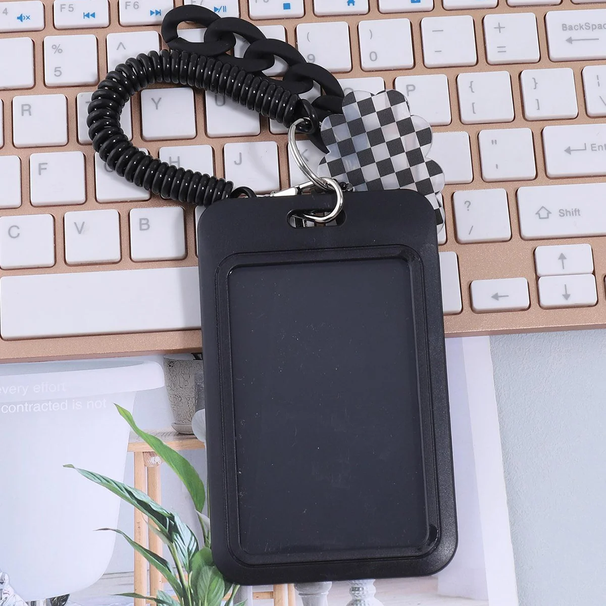 กระเป๋ากระเป๋าเก็บบัตรภาพสไตล์ kpop กระเป๋าเก็บบัตร3นิ้วกระเป๋าจี้รูปถ่ายสีดำกระเป๋าเก็บบัตรเครื่องเขียนของโรงเรียน