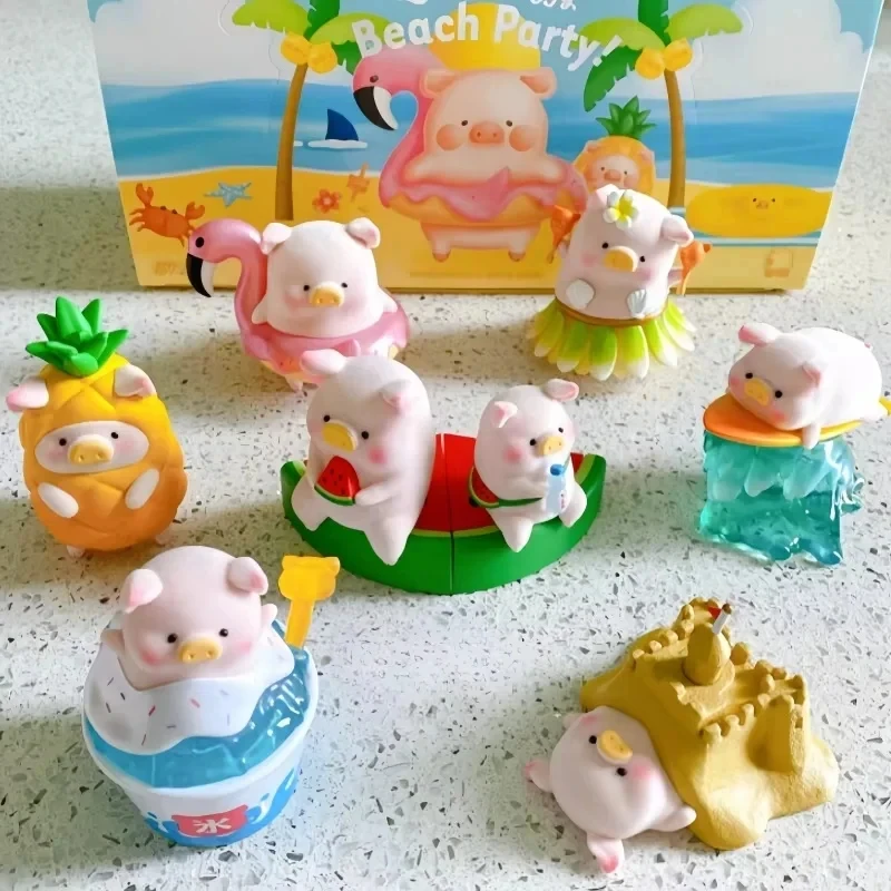 Hot Genuine Lulu Piggy Beach Party Random Blind Box Toy Guess Bags Mystery Mistery Caixa Action Figure Model Birthday Gift