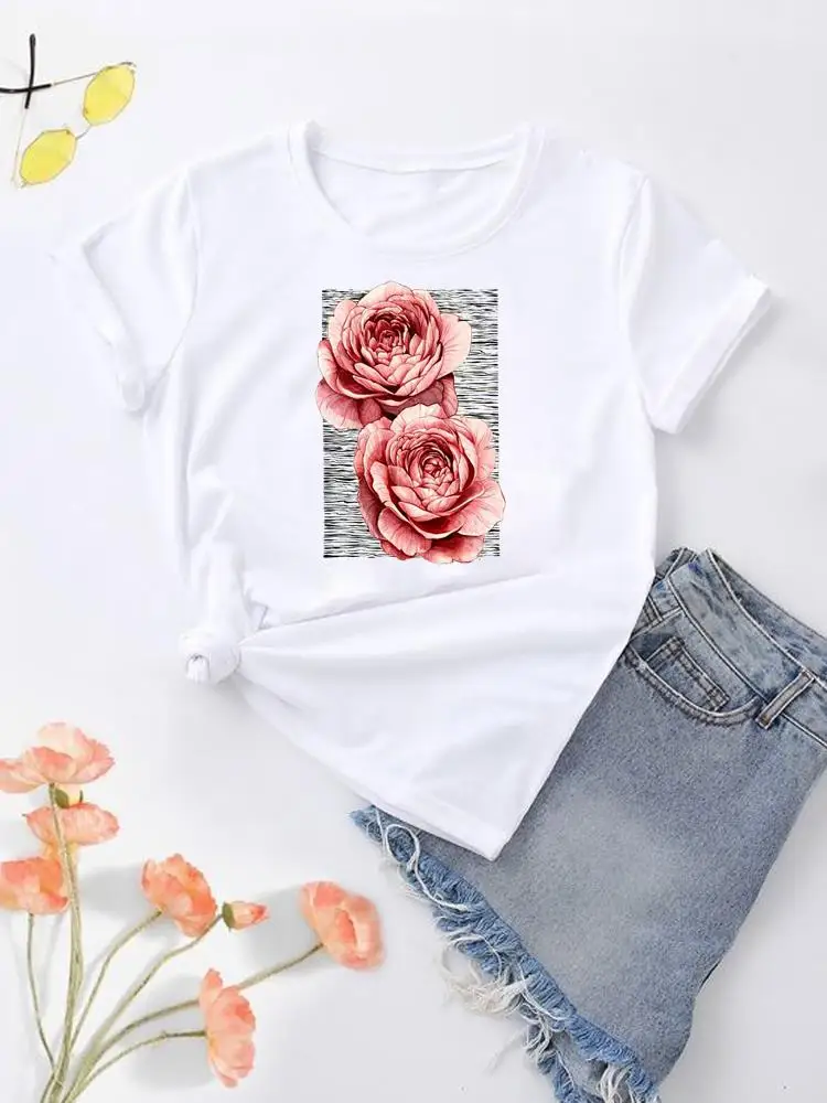 Graphic T-shirt Clothes Lady Fashion Print Summer Rabbit Leopard Trend Cute 90s Women Short Sleeve Female Shirt Tee