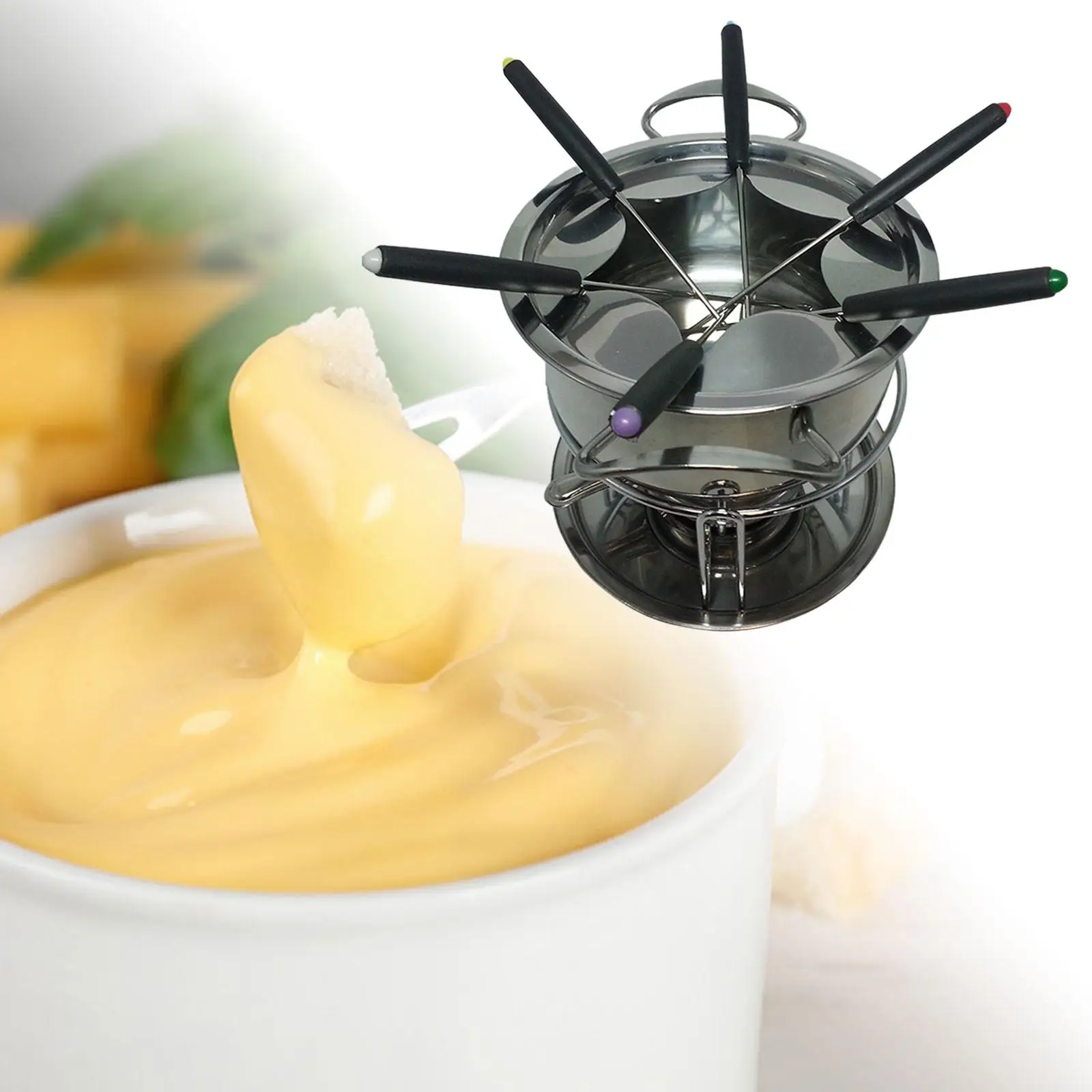 Fondue Pot Set Sturdy Portable Lightweight Cheese Fondue Set Meat Chocolate Home Stable Stainless Steel Multipurpoise Fondue Pot