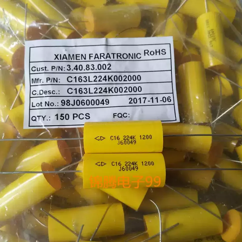 10-100pcs original packaging Farad C16 series 0.22uf 1200v 220nf 224k axial infinite film capacitor