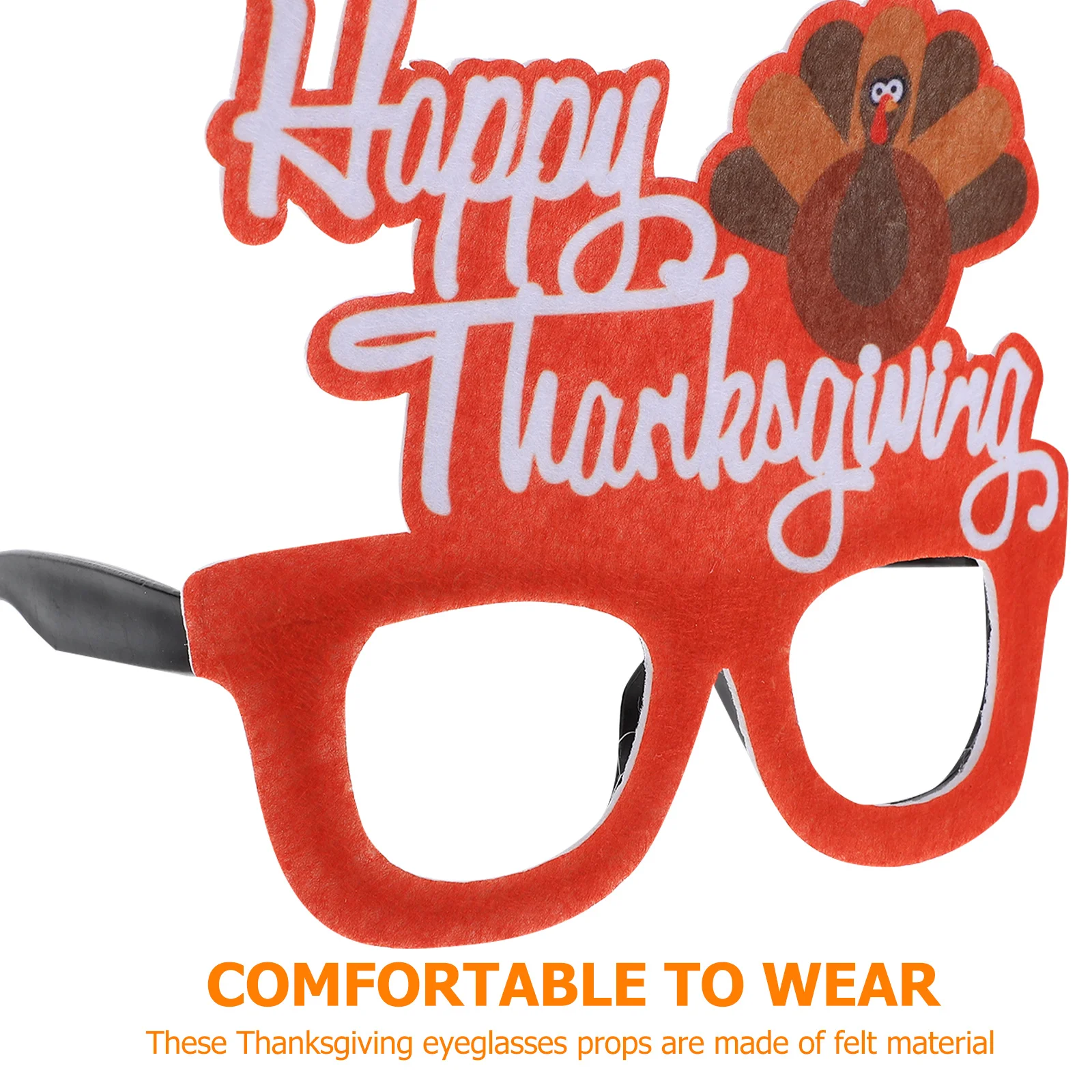 

5Pcs Felt Thanksgiving Eyeglasses Props Bright Patterns Clear Not Easy to Fade Photo Booth Accessories Felt Eyeglasses