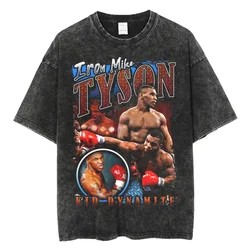 2023 Men Hip Hop Streetwear Short Sleeve boxing Tyson Graphic Printed Summer Oversized T Shirt Ripped Washed Harajuku T Shirt