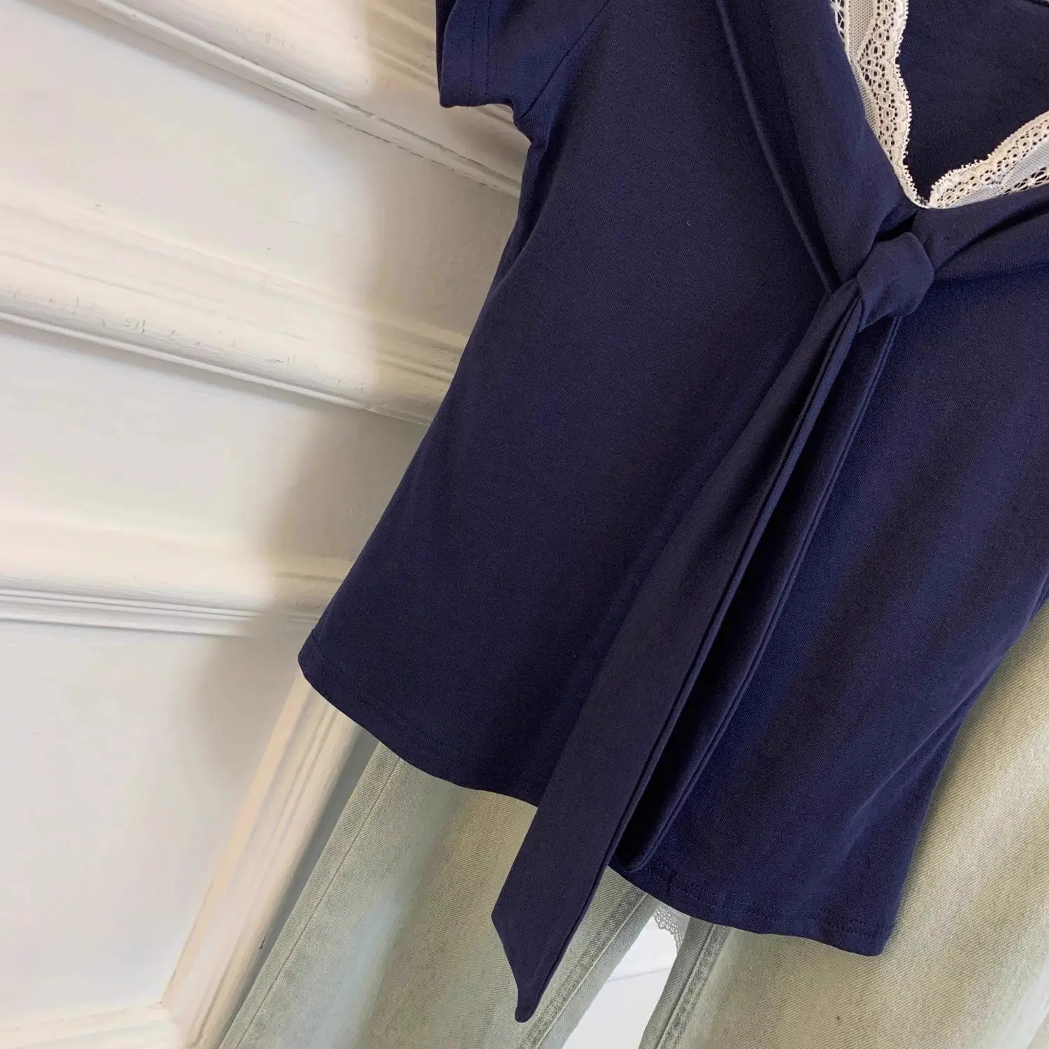 Top Feminino Slimming de Verão com Laço em Nó Coreano, Novo Lançamento, Simples e Macio, Ajuste na Cintura