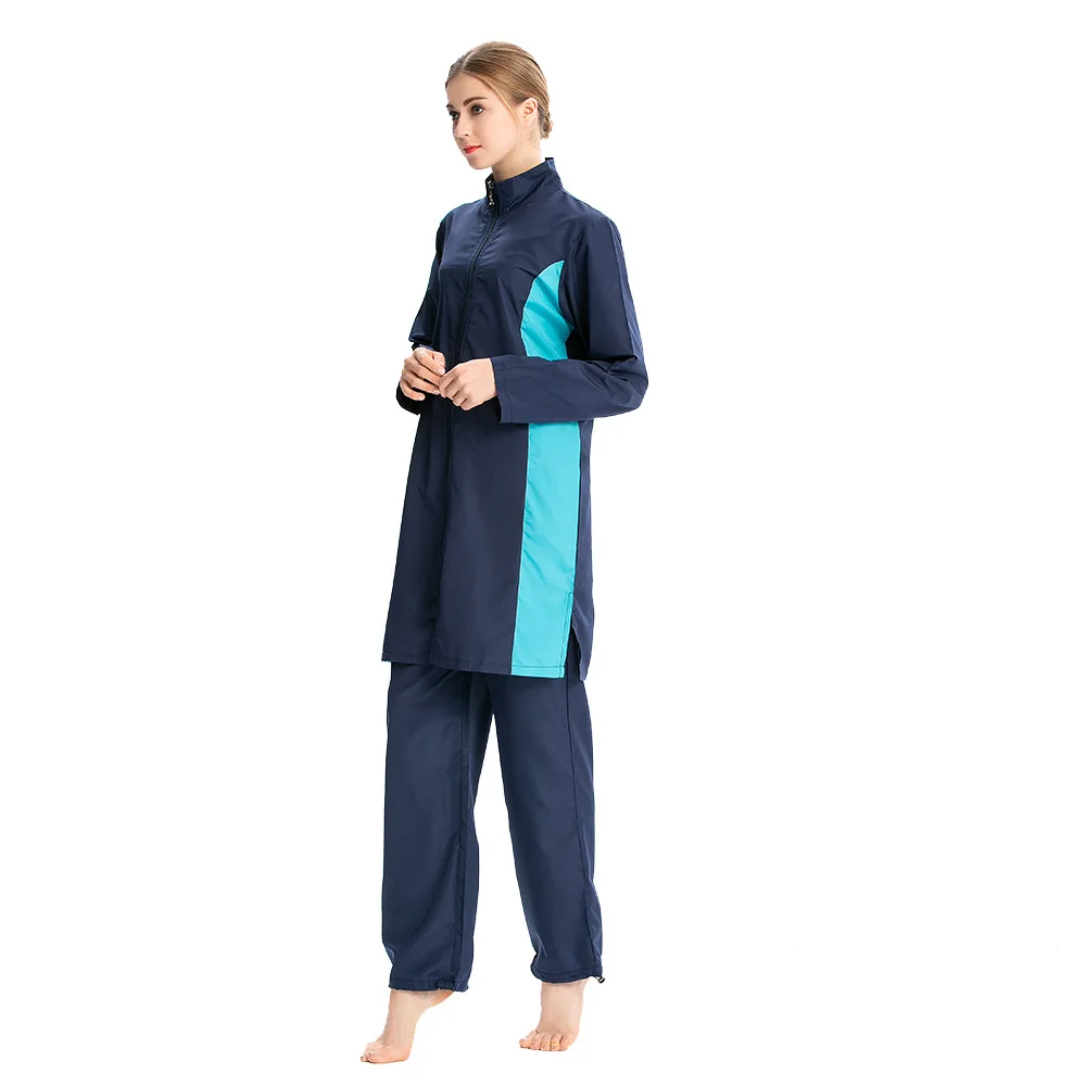 Hot-selling Amazon Swimsuit Three-piece Loose Large Size Zippered Hooded Thin Beach Suit  Burkini Muslim Swimwear 2022