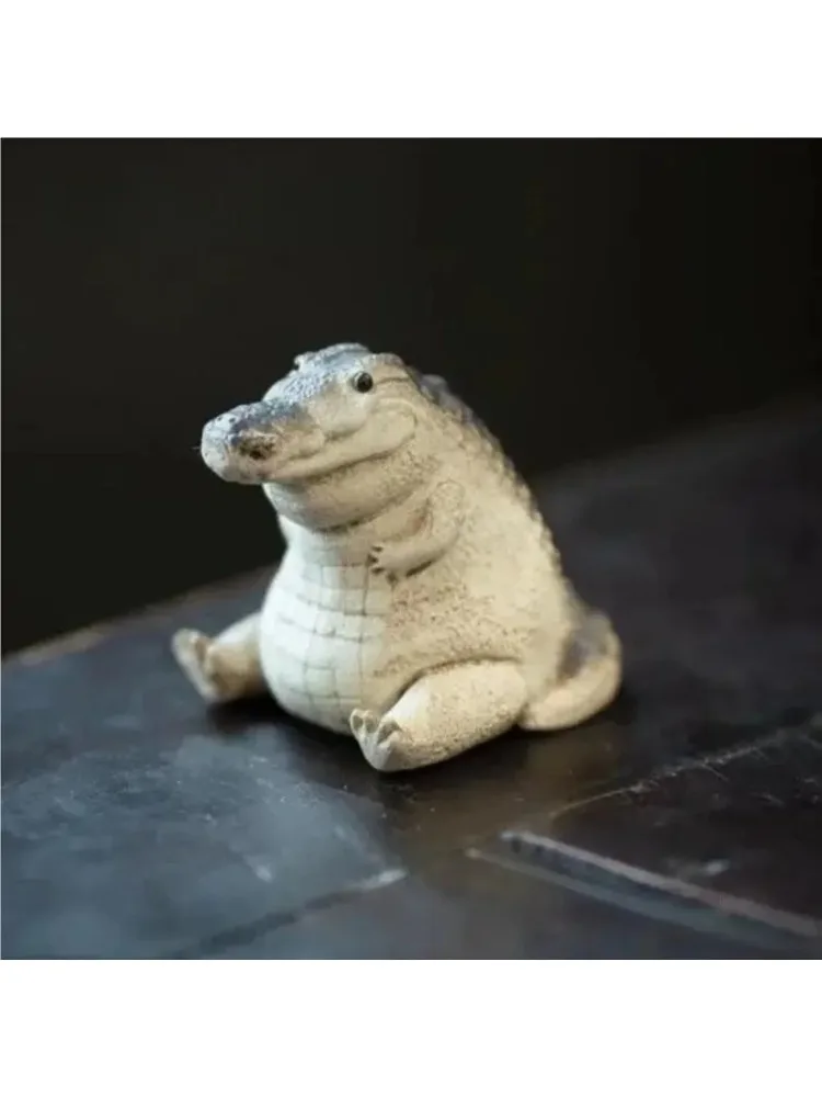 Thé Boutique pour animaux de compagnie, petit thé Crocodile, ornement pour animaux de compagnie, cérémonie du thé faite à la main, jeu de thé, cadeau de Table à thé financière, 1 pièce