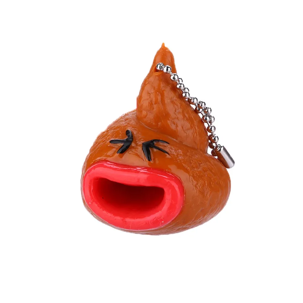 Emoticon Poo Prank Novelty Fun Out Tricky Toy Keychains Little Tongues Toy Push Bubble