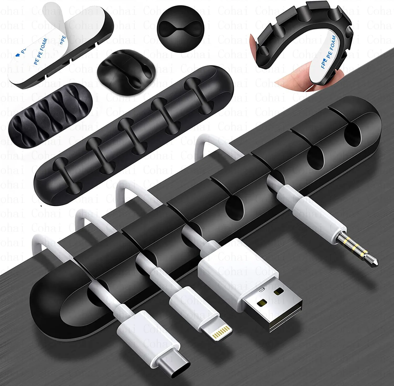 Organizador de Cables de silicona, enrollador de cables de carga USB, soporte para ratón, teclado, auriculares, organizador de cables, Clips