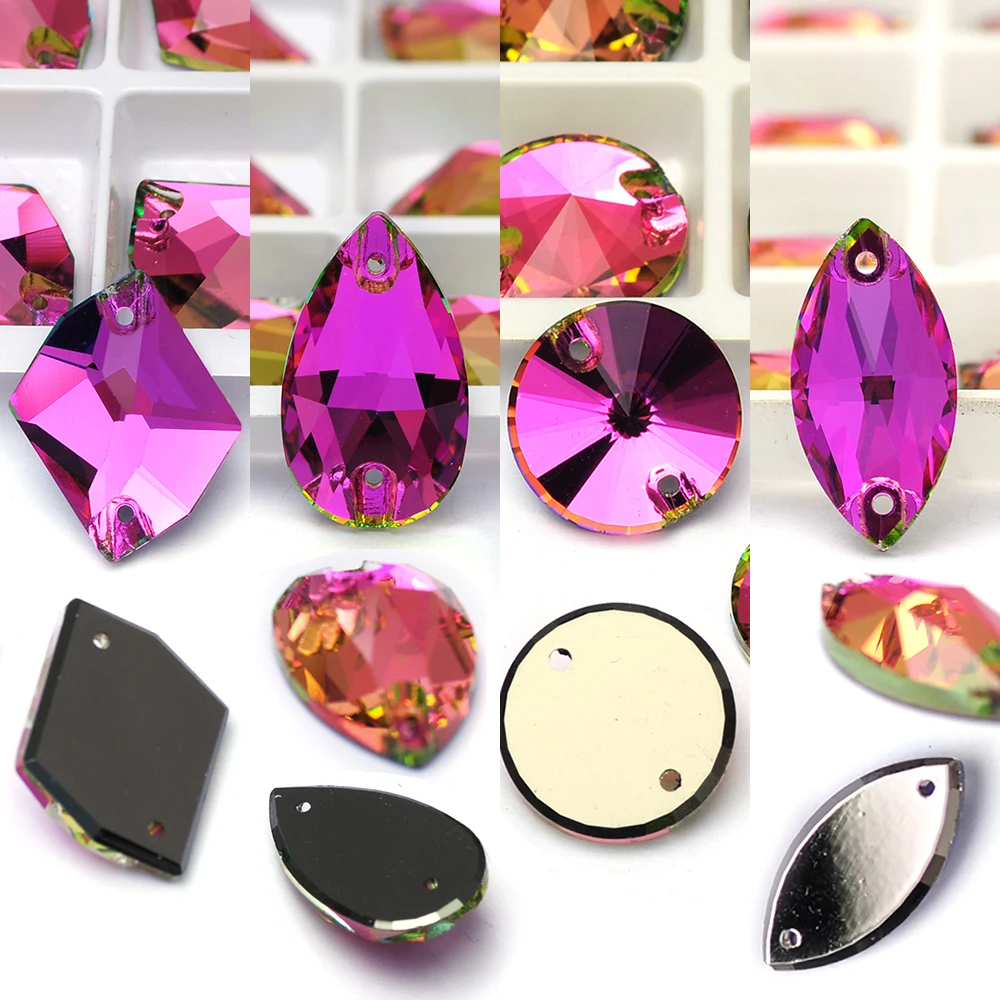PUBRILEX K9 Cristales de Vidrio Vitrail Rosa para Coser, Pedrería Xirius, Cristales Cósmicos, Piedras de Strass para Decoración de Prendas y Telas