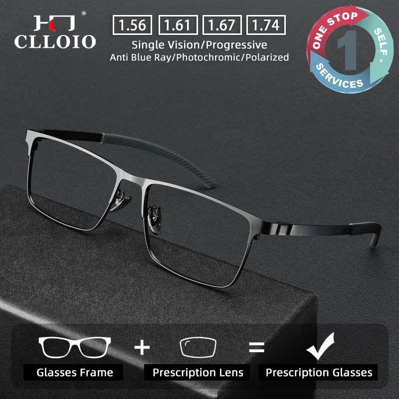 

CLLOIO Sporty Anti Slip Screwless Titanium Prescription Glasses Blue Light Blocking Myopia Glasses Progressive Reading Eyewear